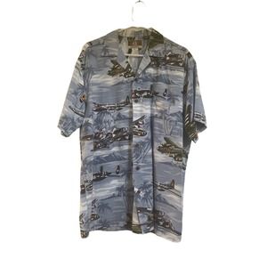 Kalaheo Hawaii  Pearl Harbor WWII Mens Short Sleeve Bomber Planes Size Large